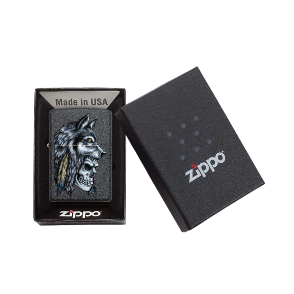 Encendedor Zippo Wolf Skull Feather ZP29863