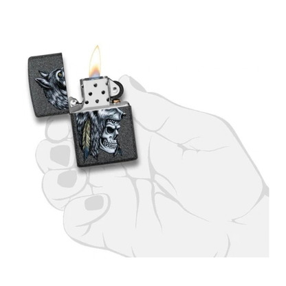 Encendedor Zippo Wolf Skull Feather ZP29863
