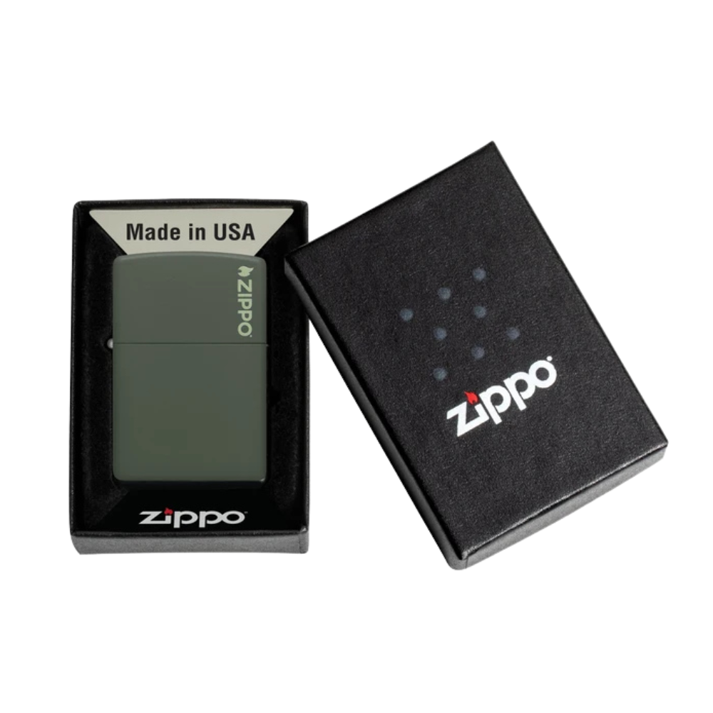 Encendedor Zippo Classic Green Matte Logo Zp221zl