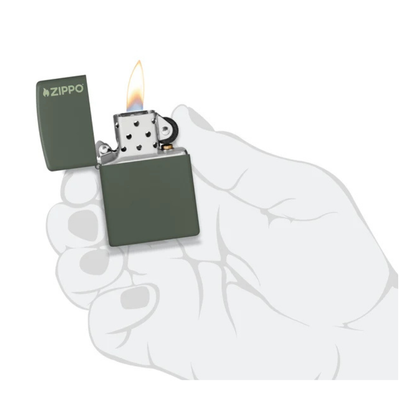 Encendedor Zippo Classic Green Matte Logo Zp221zl
