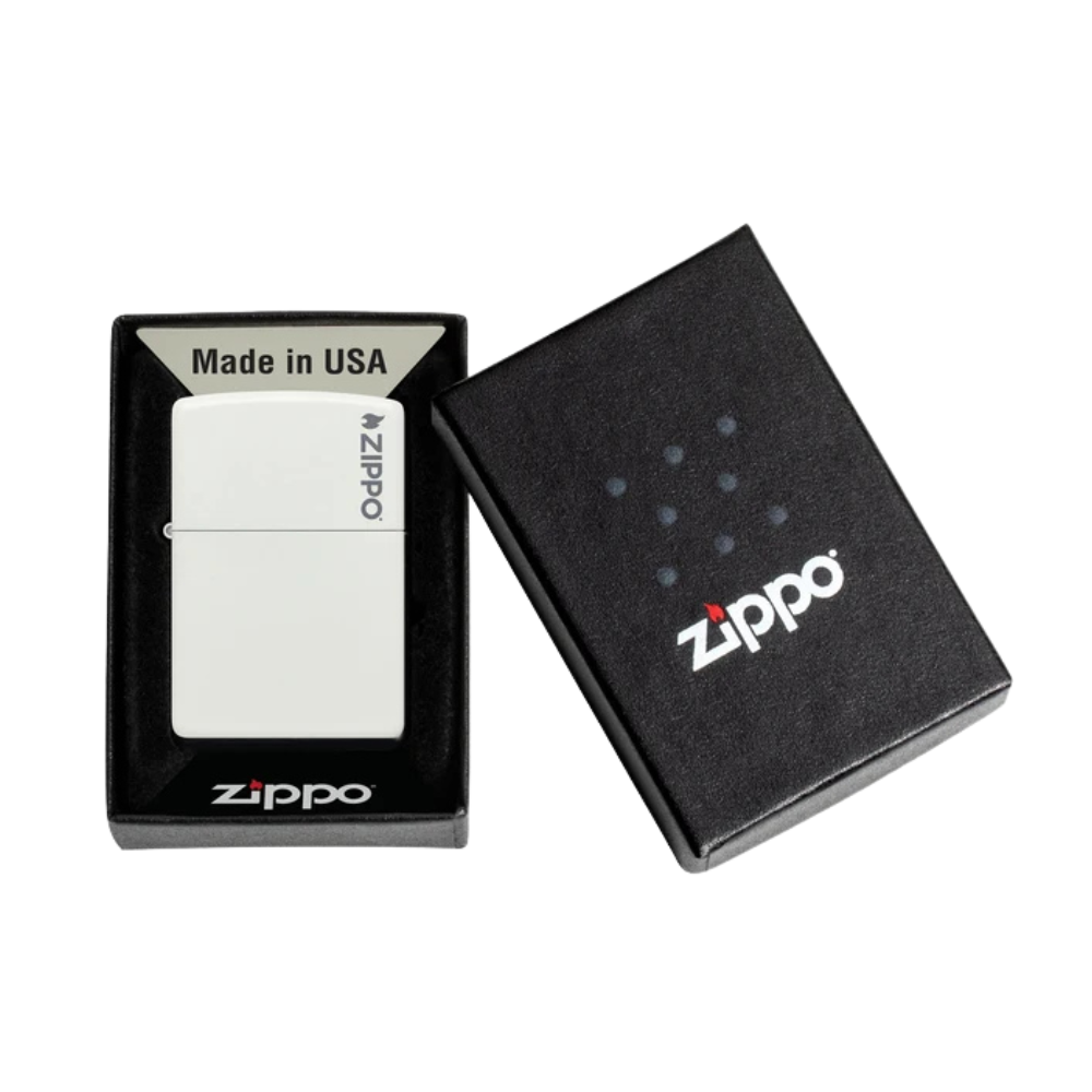 Encendedor Zippo Classic White Matte Logo ZP214ZL
