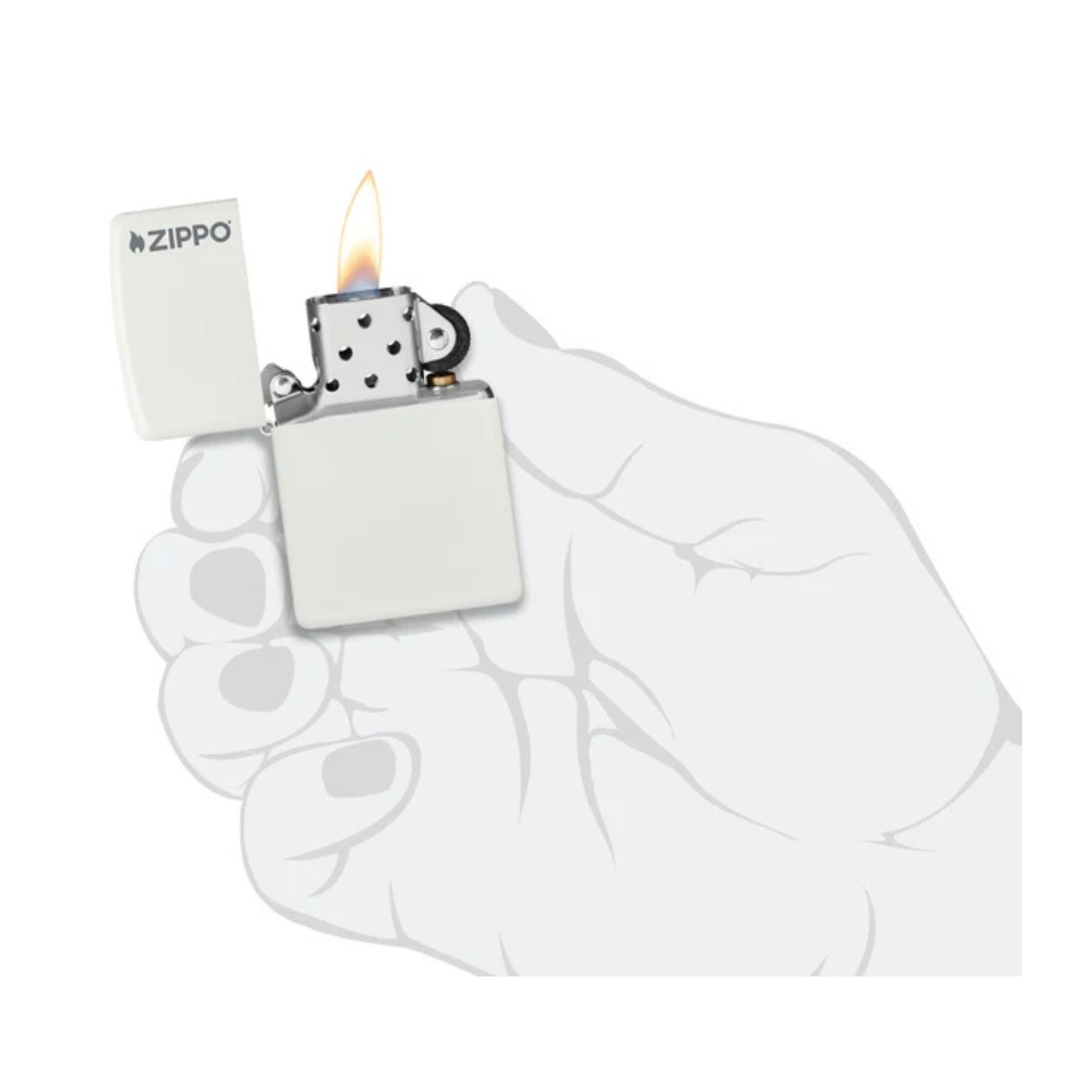 Encendedor Zippo Classic White Matte Logo ZP214ZL
