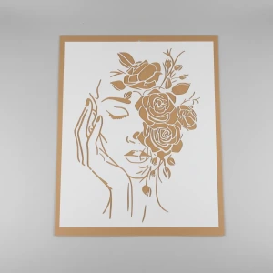 Stencil 25X30  Deco Mujer Rosas DC11 anukis.cl