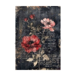 Lamina DTF Textil DTF69 – Flor Roja Fondo Letra Negro (20X29 cm) anukis.cl