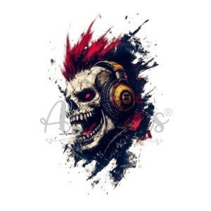 Lamina DTF Textil DTF77 – Calavera Punk Audífonos (24×36 cm) anukis.cl