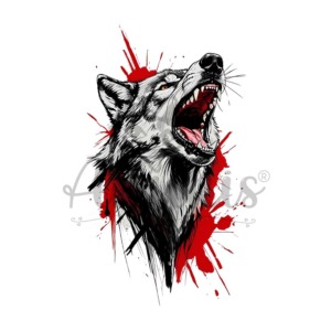 Lamina DTF Textil DTF81 – Lobo Fondo Rojo (19×33 cm) anukis.cl